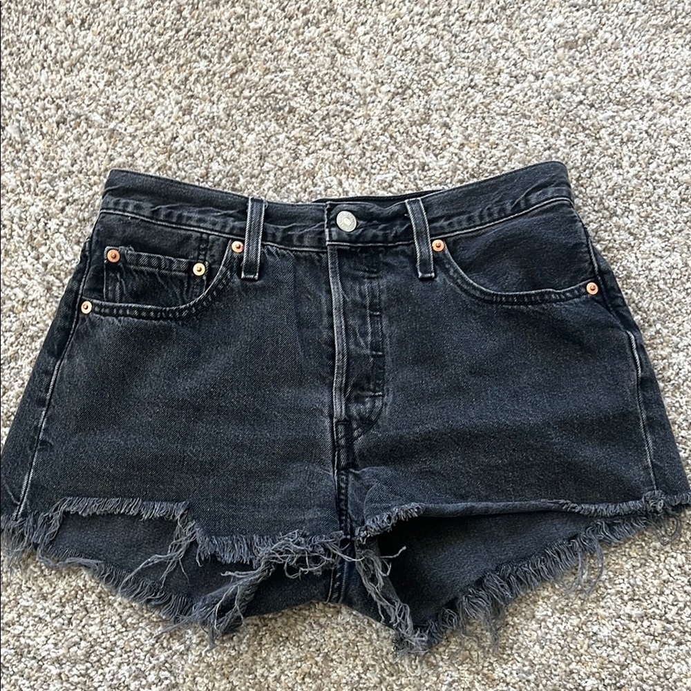 Levi's Black Distressed Jean Shorts High-Waisted